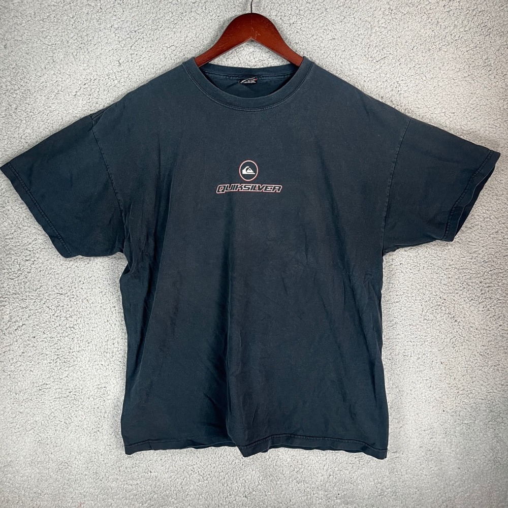 Quiksilver Mens XL Graphic T-Shirt Faded Black Logo Surf Skater Tee